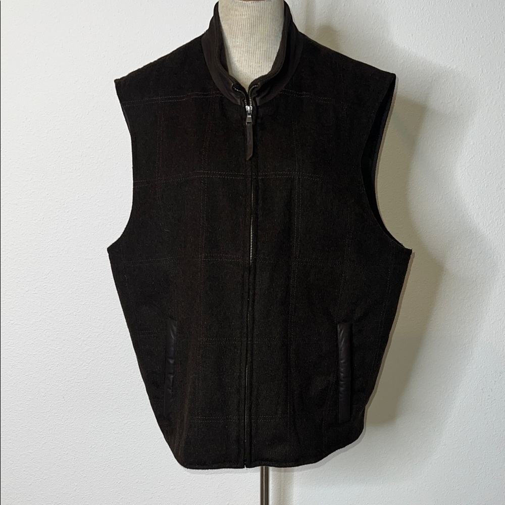 Missani Le Collezioni Wool Cashmere Leather Box Stitch Vest